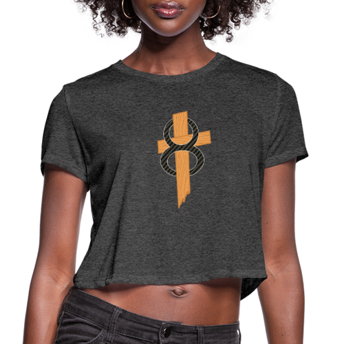 8Bit_Christ Cropped T-Shirt (Women's) - deep heather