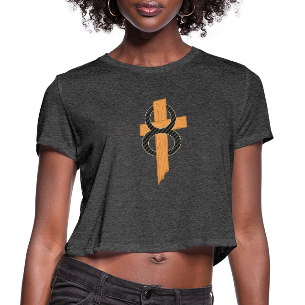 8Bit_Christ Cropped T-Shirt (Women's) - deep heather